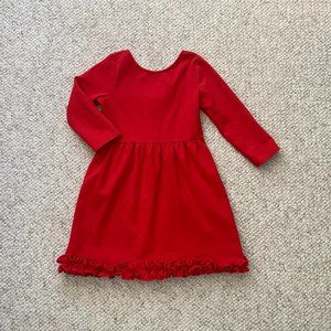 Janie and Jack Girls Candy Red Ruffle Hem Ponte Dress, size 7